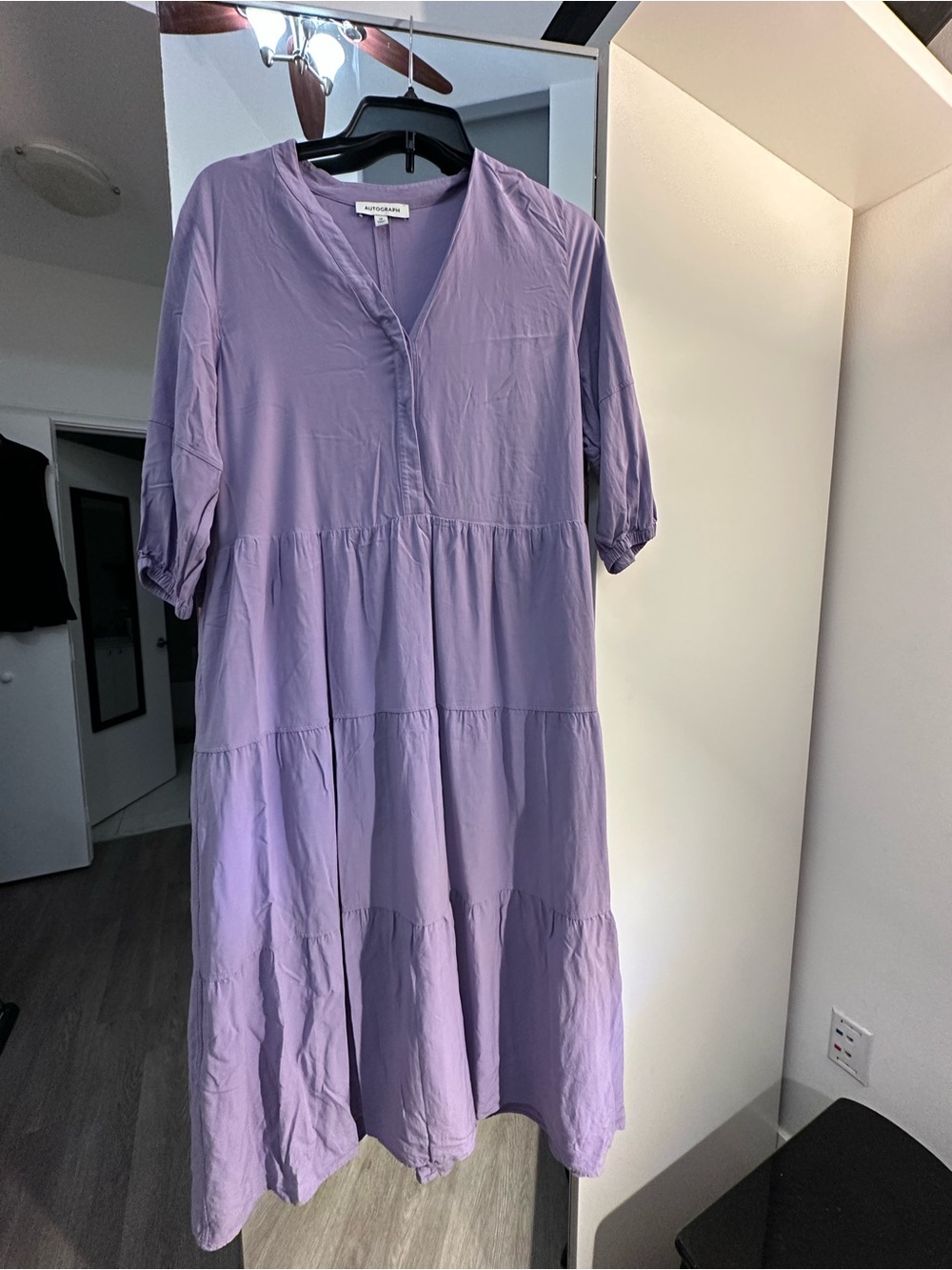 Marks & Spencer Lavender Tiered V-Neck Midi Dress